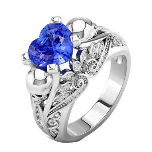 Edelstein Herz Blauer Saphir Ring Antiker Stil Diamanten 2 Karat - harrychadent.de