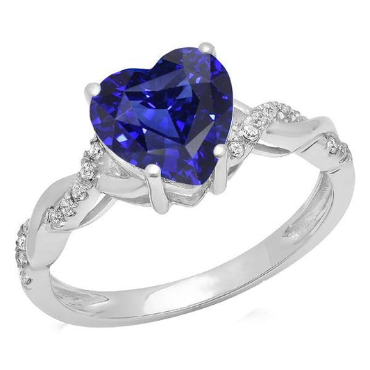 Edelstein Herz Blauer Saphir Ring Twisted Style 3,50 Karat Diamanten - harrychadent.de