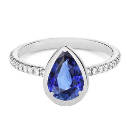 Edelstein-Lünette Set Blauer Saphirring & Aus der Erde Abgebauter Natürlicher Diamanten 3,50 Karat