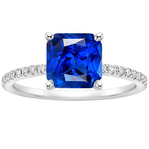 Edelstein Radiant Blue Saphir Ring mit Diamantakzenten 3,50 Karat - harrychadent.de