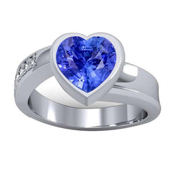 Edelstein Ring Herz Lünette Set Ceylon Saphir 2,25 Karat Schmuck