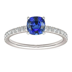 Edelstein Ring Saphir im Kissenschliff 2,50 Karat Fishtail Set Aus der Erde Abgebauter Natürlicher Diamanten