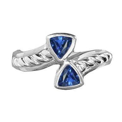 Edelstein Ring Trillion Lünette Set Blauer Saphir 1 Karat Seilstil