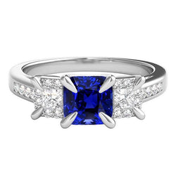 Edelstein Ringkissen Saphir Prinzessin Krappen Set Aus der Erde Abgebauter Natürlicher Diamanten 3,50 Karat