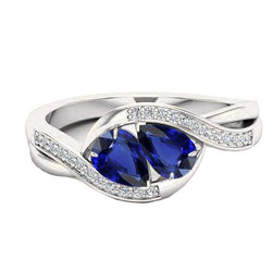 Edelstein Schmuck Birne Blauer Saphir Ring Twisted Style 1.50 Karat