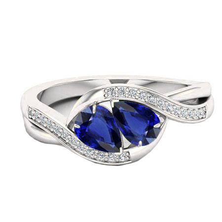 Edelstein Schmuck Birne Blauer Saphir Ring Twisted Style 1.50 Karat - harrychadent.de