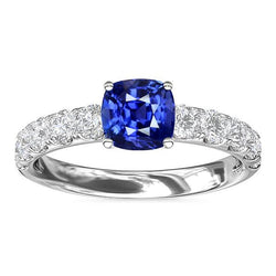 Edelstein Schmuck Kissen Ceylon Saphir Ring 3 Karat Aus der Erde Abgebauter Natürlicher Diamanten