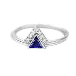 Edelstein Schmuck Trillion Ceylon Saphir Ring 1 Karat Aus der Erde Abgebauter Natürlicher Diamanten