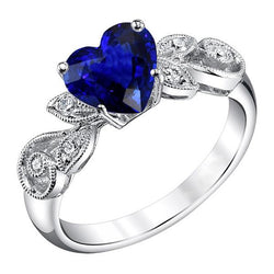 Edelstein Schmuck Vintage Style Saphir und Aus der Erde Abgebauter Natürlicher Diamant Ring 2,25 Karat
