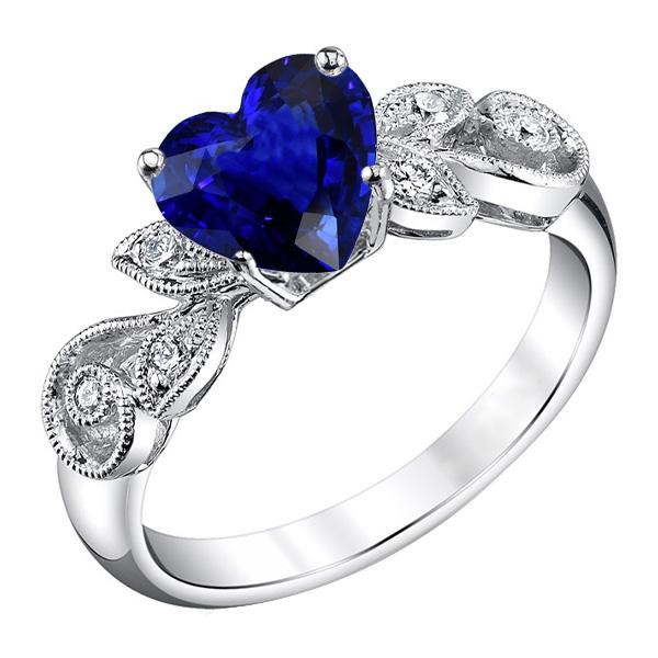 Edelstein Schmuck Vintage Style Saphir und Diamant Ring 2,25 Karat - harrychadent.de