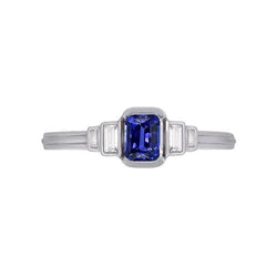 Edelstein Smaragd Blue Saphir Ring 5 Stein Baguette Aus der Erde Abgebauter Natürlicher Diamanten 2 Karat