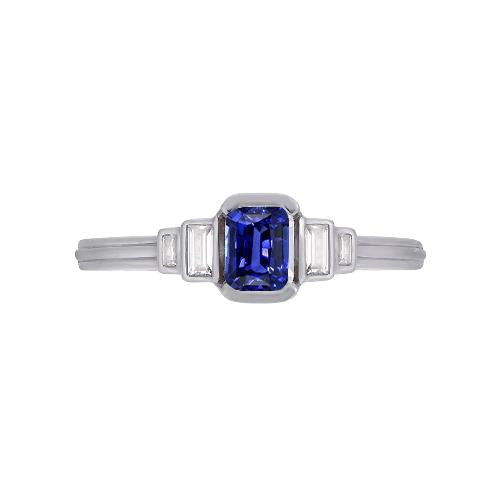 Edelstein Radiant Blue Saphir Ring 5 Stein Baguette Diamanten 2 Karat - harrychadent.de