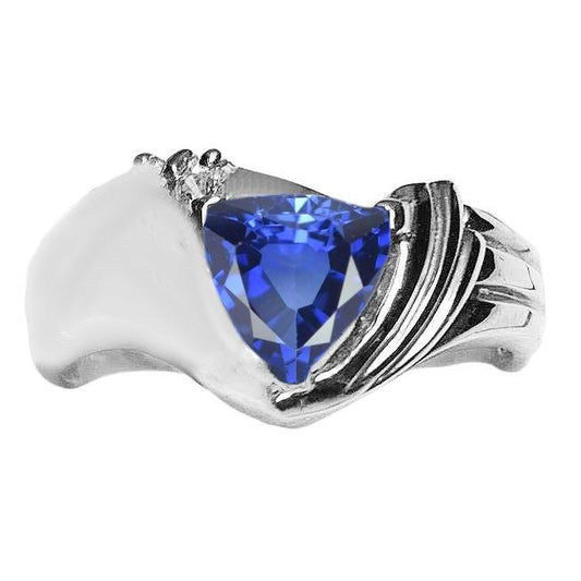 Edelstein Solitär Ring Trillion Ceylon Saphir 2 Karat Goldschmuck - harrychadent.de