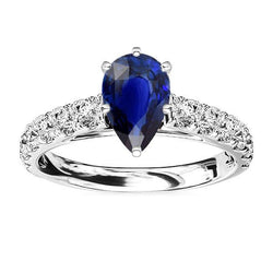 Edelstein-Solitär-Ring mit blauem Saphir und runden Aus der Erde Abgebauter Natürlicher Diamanten 3,50 Karat