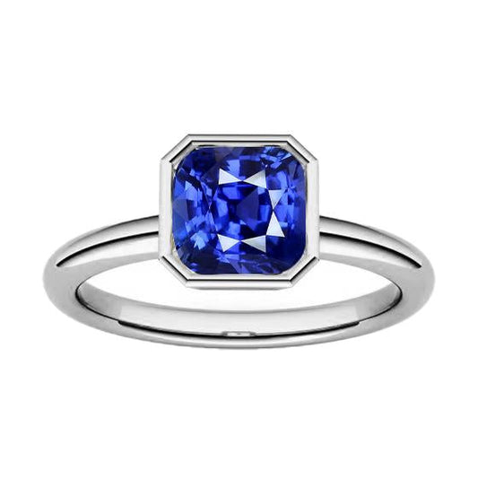 Edelstein-Solitär-Ringkissen-Lünette-Set Blauer Saphir 1,50 Karat - harrychadent.de