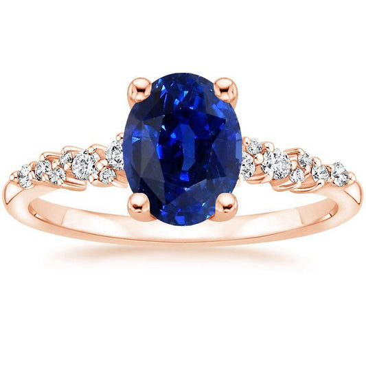 Edelstein-Solitärring mit Diamantakzenten Blauer Saphir 4 Karat - harrychadent.de