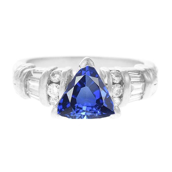 Edelstein Trillion Saphir Ring Baguette & Runde Diamanten 2,50 Karat - harrychadent.de