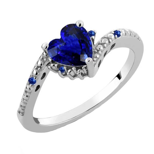 Edelstein-Verlobungs-Herz & runder blauer Saphir-Ring 2 Karat - harrychadent.de