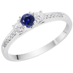 Edelstein-Verlobungsring 2 Karat runder Diamant blauer Saphir Schmuck
