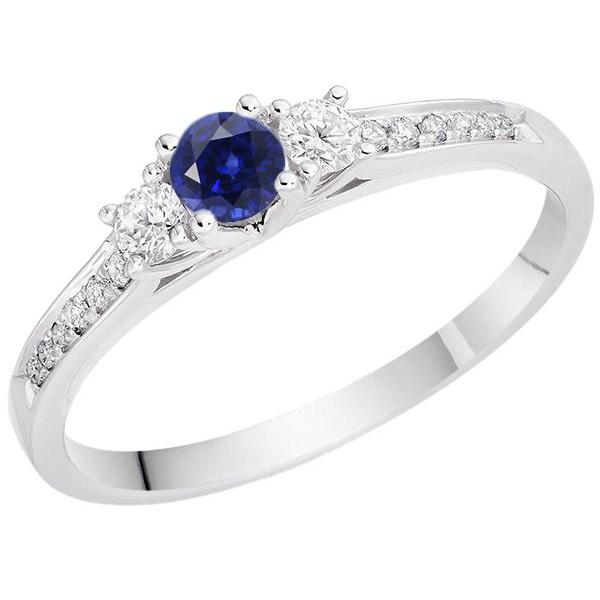 Edelstein-Verlobungsring 2 Karat runder Diamant blauer Saphir Schmuck - harrychadent.de