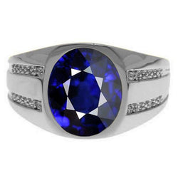 Edelstein Vintage Style Oval Blue Saphir Ring 3,50 Karat Diamanten