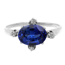 Edelsteinring Blauer Saphir & Aus der Erde Abgebauter Natürlicher Diamanten 5 Steinschmuck 3,50 Karat
