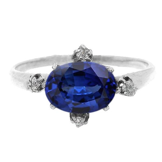 Edelsteinring Blauer Saphir & Diamanten 5 Steinschmuck 3,50 Karat - harrychadent.de