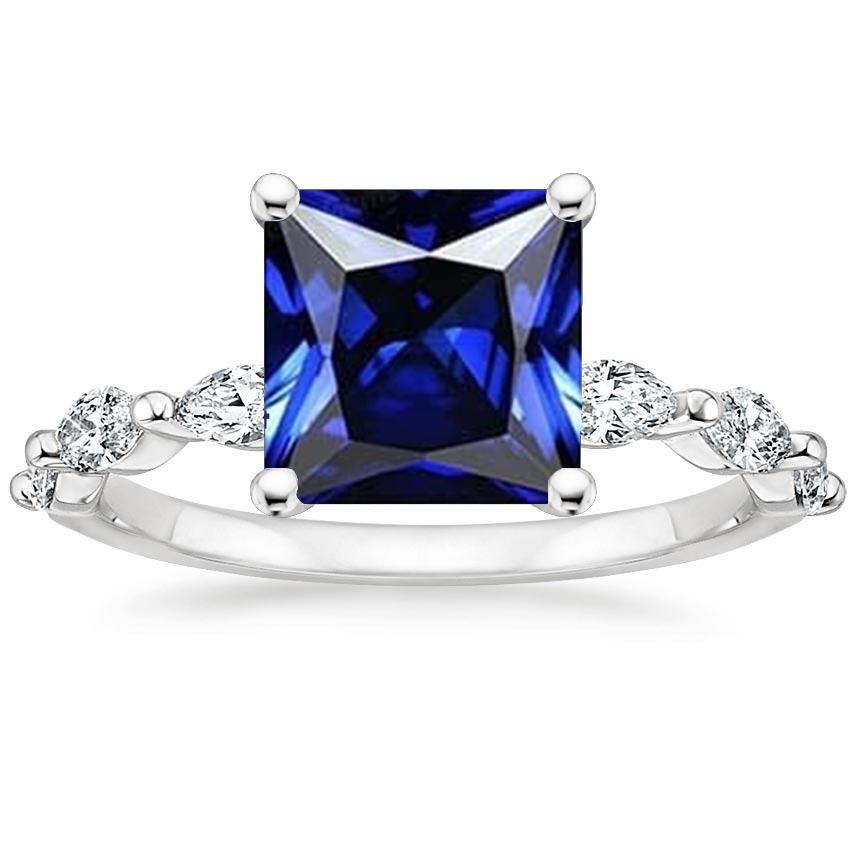 Edelsteinring Prinzessin Blauer Saphir & Birne Diamant Akzente 5.50 Karat - harrychadent.de