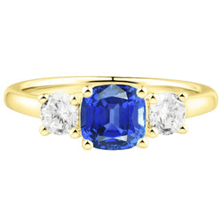 Edelsteinschmuck 3 Steinkissen Saphir-Aus der Erde Abgebauter Natürlicher Diamant-Ring 4,50 Karat