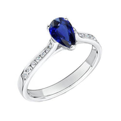 Edelsteinschmuck Verlobungsring Birne Blauer Saphir 2 Karat
