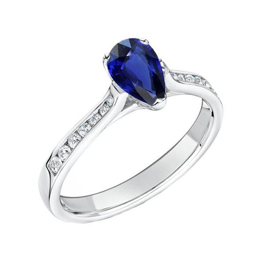 Edelsteinschmuck Verlobungsring Birne Blauer Saphir 2 Karat - harrychadent.de