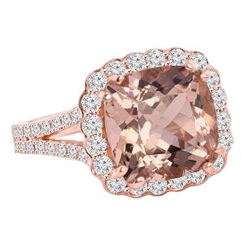 Ehering Morganit und Diamanten 15.75 Kt 14K Roségold - harrychadent.de