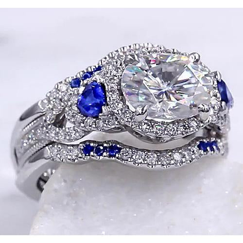 Ehering Set Diamant Blauer Saphir 5 Karat Damen Schmuck - harrychadent.de