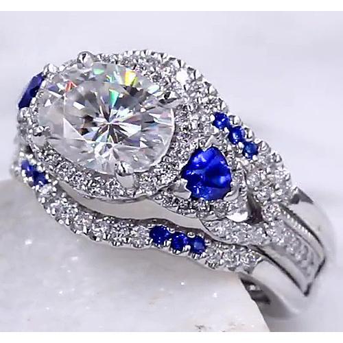 Ehering Set Diamant Blauer Saphir 5 Karat Damen Schmuck - harrychadent.de