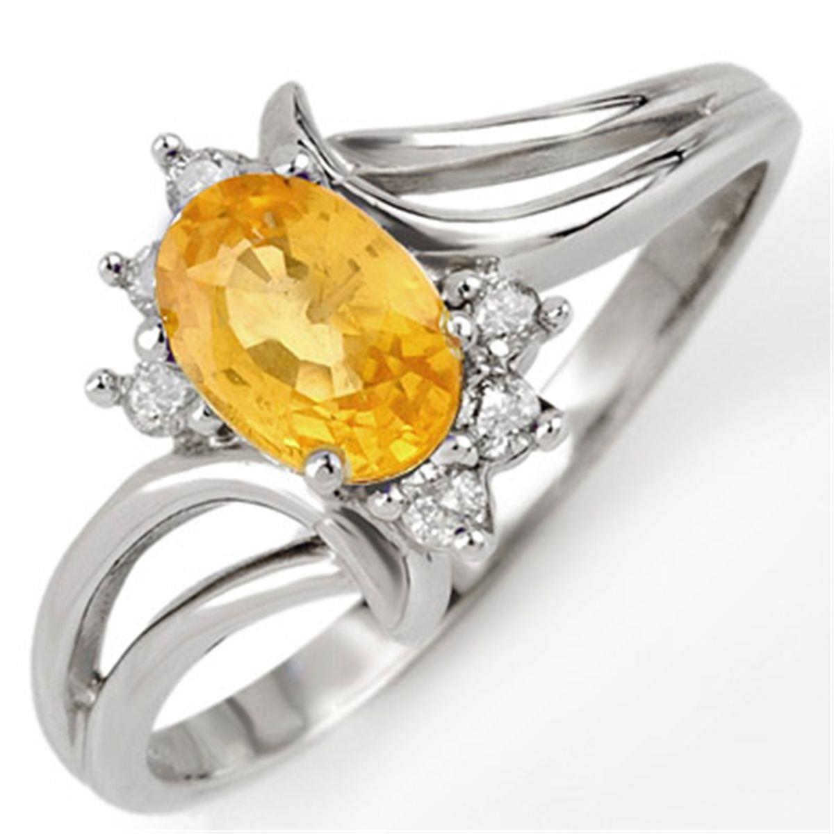 Ehering mit gelbem Saphir und runden Diamanten im Ovalschliff Gold 14K - harrychadent.de