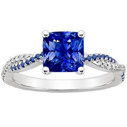 Fancy Diamant Verlobungsring Blaue Ceylon Saphire 3,45 Karat Gold
