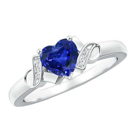 Frauen Diamantring Herz Blauer Saphir Gold Liebesschmuck 3.25 Karat - harrychadent.de