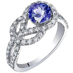 Funkelnd 6.01 ct. Runder Ceylon Saphir Aus der Erde Abgebauter Natürlicher Diamanten Ring Weißgold 14K