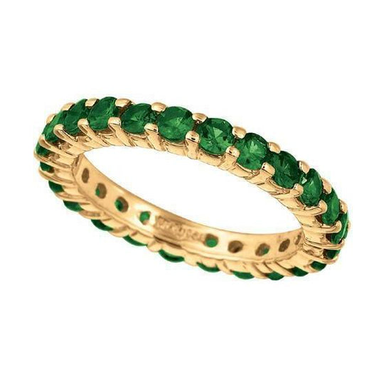 Funkelnder 2,88 Karat Tsavorite Eternity Band Solid Gold 14K Schmuck