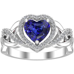 Funkelnder Aus der Erde Abgebauter Natürlicher Diamant Ehering Twisted Shank Blauer Saphir 3.50 Karat