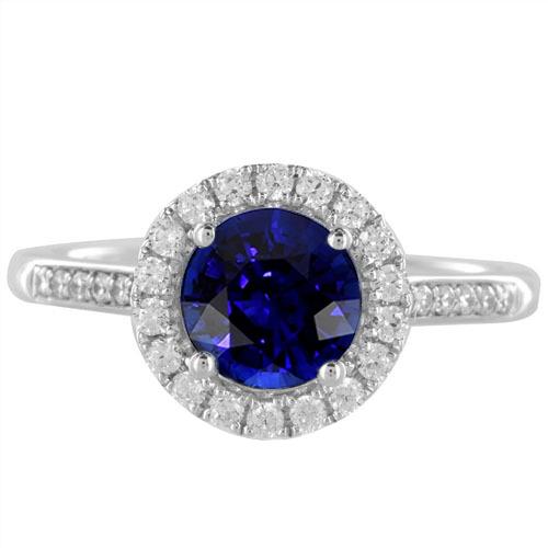 Funkelnder Diamant Halo Ring Rundschliff Ceylon Saphir 3,50 Karat Gold - harrychadent.de