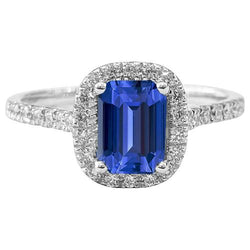 Funkelnder Diamant Halo Ring Smaragd Ceylon Saphir Gold 3,50 Karat