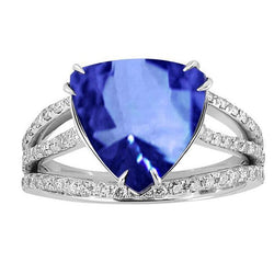 Funkelnder Ehering mit 6,01 ct. Ceylon Saphir Aus der Erde Abgebauter Natürlicher Diamanten Schmuck