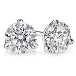 Funkelnder großer Solitär-Aus der Erde Abgebauter Natürlicher Diamant-Ohrstecker im Rundschliff 5 ct. Gold 14K