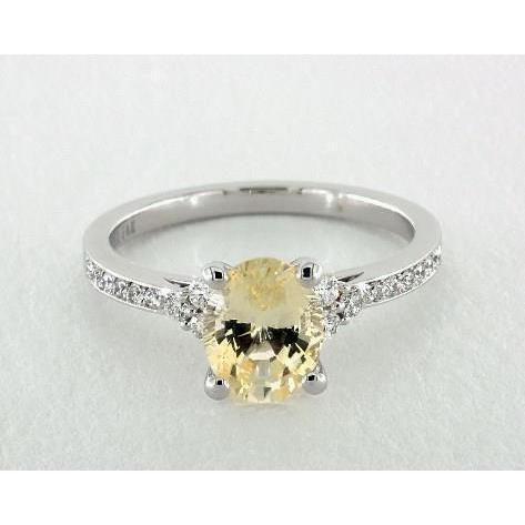 Gelber Saphir und Diamanten 3,50 ct Ehering Weißgold 14K - harrychadent.de