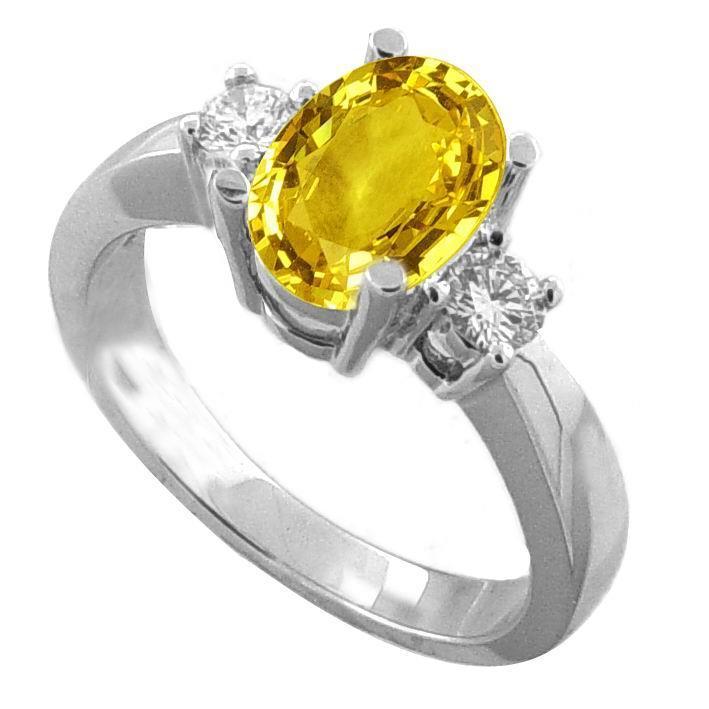 Gelber Saphir und Diamanten 3,70 ct Ehering Weißgold 14K - harrychadent.de