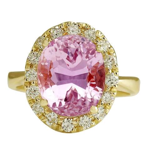Gelbgold 14K Oval Pink Kunzit Edelstein Ring 16 Karat Schmuck ...