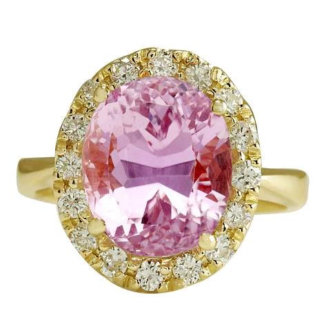 Gelbgold 14K Oval Pink Kunzit Edelstein Ring 16 Karat Schmuck - harrychadent.de