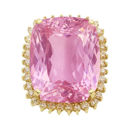 Gelbgold 14K Rosa Kunzit 44,35 Ct Diamant Edelstein Ring Schmuck - harrychadent.de