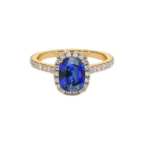 Gelbgold Ovaler Saphir Halo Diamantring 11,25 Karat 14K - harrychadent.de